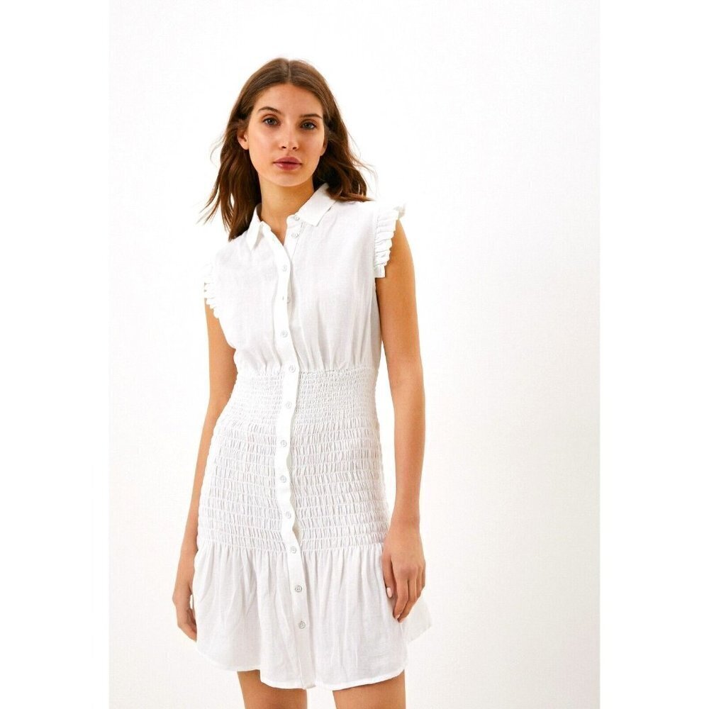 NWT GUESS ECO TEODORA MINI WHITE DRESS LARGE